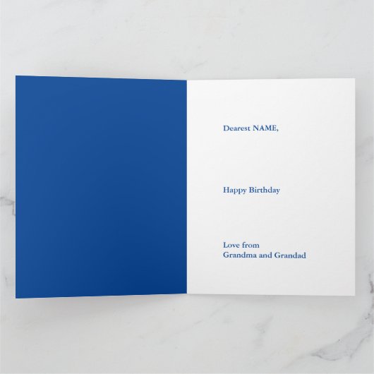 ブルー17誕生日フォトカードの孫娘10代の カード (内部)