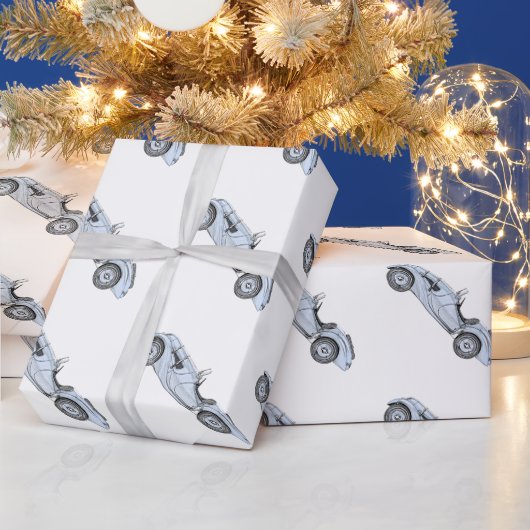 ブルー1936 BMW 328鉛筆スタイル描写ズ ラッピングペーパー (クリスマス)
