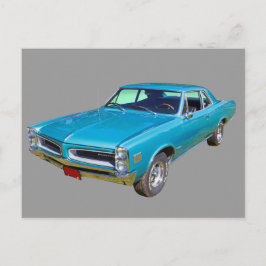 ブルー1966ポンティアックルマンマッスルカー ポストカード
