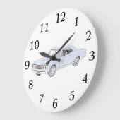 ブルー1967シェビーシェベルペンシルスタイルスケッチ ラージ壁時計 (傾斜)