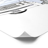 ブルー1967シェヴィシェフェル鉛筆スタイルスケッチ ポスター (角)