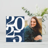 ブルー2025写真卒業パーティー招待状 招待状 (スタンド正面)