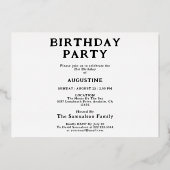 ブルー21歳の誕生日ヴィンテージ金ゴールド 箔招待状 (裏面)