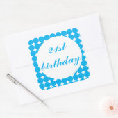 ブルー21歳の誕生日文字サークル正方形ステッカー スクエアシール (封筒)