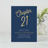 ブルー21歳の誕生日金ゴールドスクリプト21誕生日 招待状 (スタンド正面)