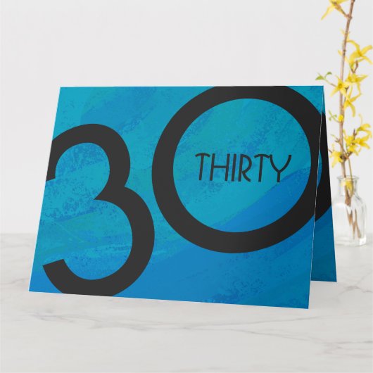 ブルー30 Decade誕生日 カード (黄色い花)