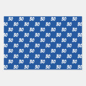 ブルー30thハッピーバースデー名前をカスタムする ラッピングペーパーシート (正面)