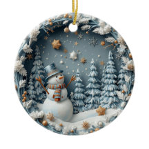 ブルー3Dクリスマス かわいい幸せなフクロウ