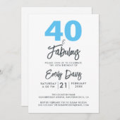 ブルー40とファビュラス | 40歳の誕生日パーティー 招待状 (正面/裏面)