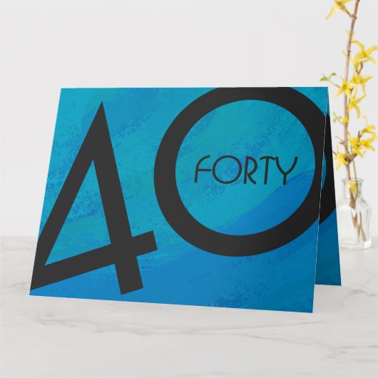 ブルー40 Decade誕生日 カード (黄色い花)