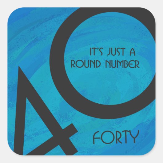 ブルー40 Decade誕生日 スクエアシール (正面)