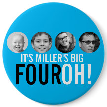 ブルー40th四OH！写真40歳の誕生日バッジ