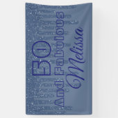 ブルー50と素晴らしいワックスドリップ誕生日バナー 横断幕 (縦)