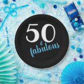 ブルー50歳と素晴らしいブラック・バースデーパーティー ペーパープレート (パーティー)