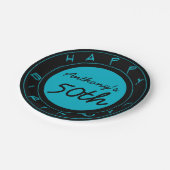 ブルー50歳誕生日パーティーパーソナライズされた紙プレート ペーパープレート (アングル)