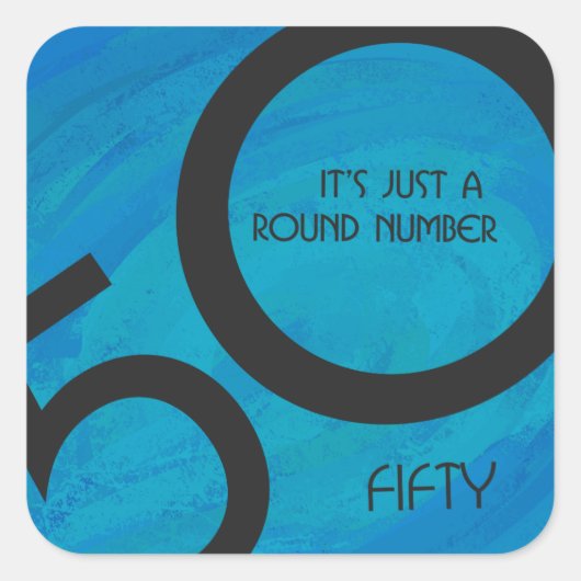 ブルー50 Decade誕生日 スクエアシール (正面)