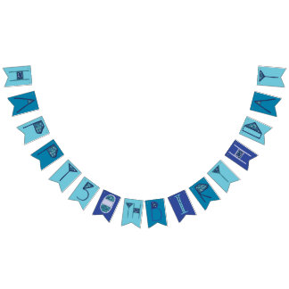 ブルー50thハッピーバースデーバンティン バンティングフラッグ