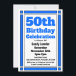 ブルー50th誕生日招待状 招待状<br><div class="desc">このブルー50番目の招待状招待状で50誕生祝いに誕生日を送信する。お客様の個人カスタマイズ情報と共に使用できる。</div>
