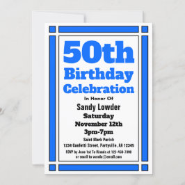 ブルー50th誕生日招待状 招待状