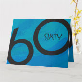 ブルー60 Decade誕生日 カード (黄色い花)