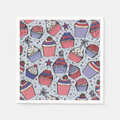 ブルー7月4日レッドホワイト&ブルーパトリオティックカップケーキ スタンダードカクテルナプキン (正面)