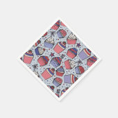 ブルー7月4日レッドホワイト&ブルーパトリオティックカップケーキ スタンダードカクテルナプキン (角)