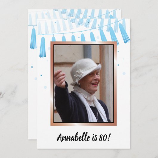 ブルー80と素晴らしい80歳の誕生日パーティーの招待 招待状 (正面/裏面)