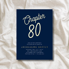 ブルー80番目の誕生日金ゴールドスクリプト第80章パーティー 箔招待状