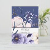 ブルー90歳誕生日 花柄 シルバー エレガント おしゃれ 招待状 (スタンド正面)