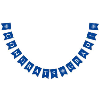 ブルー |おめでとうのグラッドバントフラグ（Fireworks付き） バンティングフラッグ
