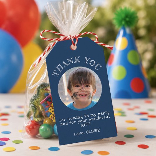 ブルー お誕生日おめでとう 少年 写真 ギフトタグ