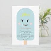 ブルー アイスクリーム コーン スクープ バースデー パーティー 招待状 (スタンド正面)