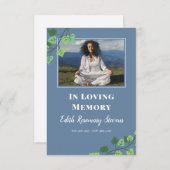 ブルー&アイビーフォト葬儀写真祈りの言葉 エンクロージャーカード (正面/裏面)