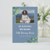 ブルー&アイビーフォト葬儀写真祈りの言葉 エンクロージャーカード (スタンド正面)