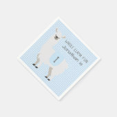 ブルー&アイボリーかわいいラマキッド1歳の誕生日 スタンダードカクテルナプキン (角)