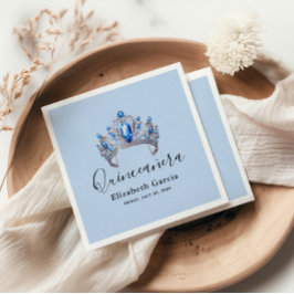 ブルー&アイボリーフローラキンセアニラ スタンダードカクテルナプキン