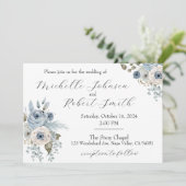 ブルー&アイボリーフローラ結婚ズ 招待状 (スタンド正面)