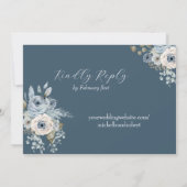 ブルー&アイボリーフローラ結婚ズ 招待状 (裏面)