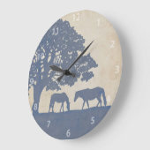 ブルー&アイボリーヴィンテージホースファー結婚ムズ ラージ壁時計 (傾斜)