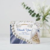 ブルー,アイボリー,グリーン,金ゴールドシルク&パールタンクYはがき ポストカード (スタンド正面)