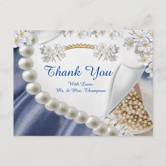 ブルー,アイボリー,グリーン,金ゴールドシルク&パールタンクYはがき ポストカード (正面)