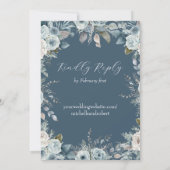 ブルー＆アイボリー フローラル ウェディング 招待状 (裏面)