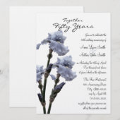 ブルー アイリス 結婚記念日 招待状 (正面/裏面)