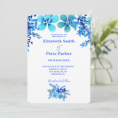 ブルー&アクアフローラウォーター結婚カラー 招待状 (スタンド正面)