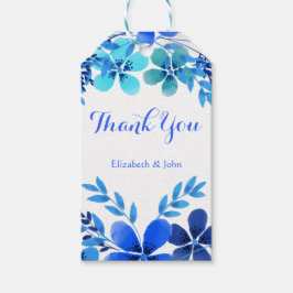 ブルー&アクアフローラ水彩 |あり結婚がとう ギフトタグ