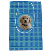 ブルー&アクア愛犬家ペットモムズラッピング紙 ミディアムペーパーバッグ (正面)