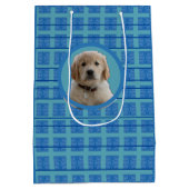 ブルー&アクア愛犬家ペットモムズラッピング紙 ミディアムペーパーバッグ (裏面)