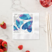 ブルー，アクア，ターコイズハートパーティー 縁ありカクテルナプキン (インサイチュ)