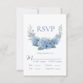 ブルー アジサイ フラワー ウォーターカラー 結婚式 RSVP (正面)
