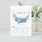 ブルー アジサイ フラワー ウォーターカラー 結婚式 RSVP (スタンド正面)